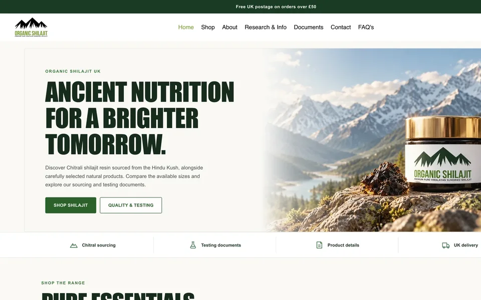 Organic Shilajit UK, Shopify redesign