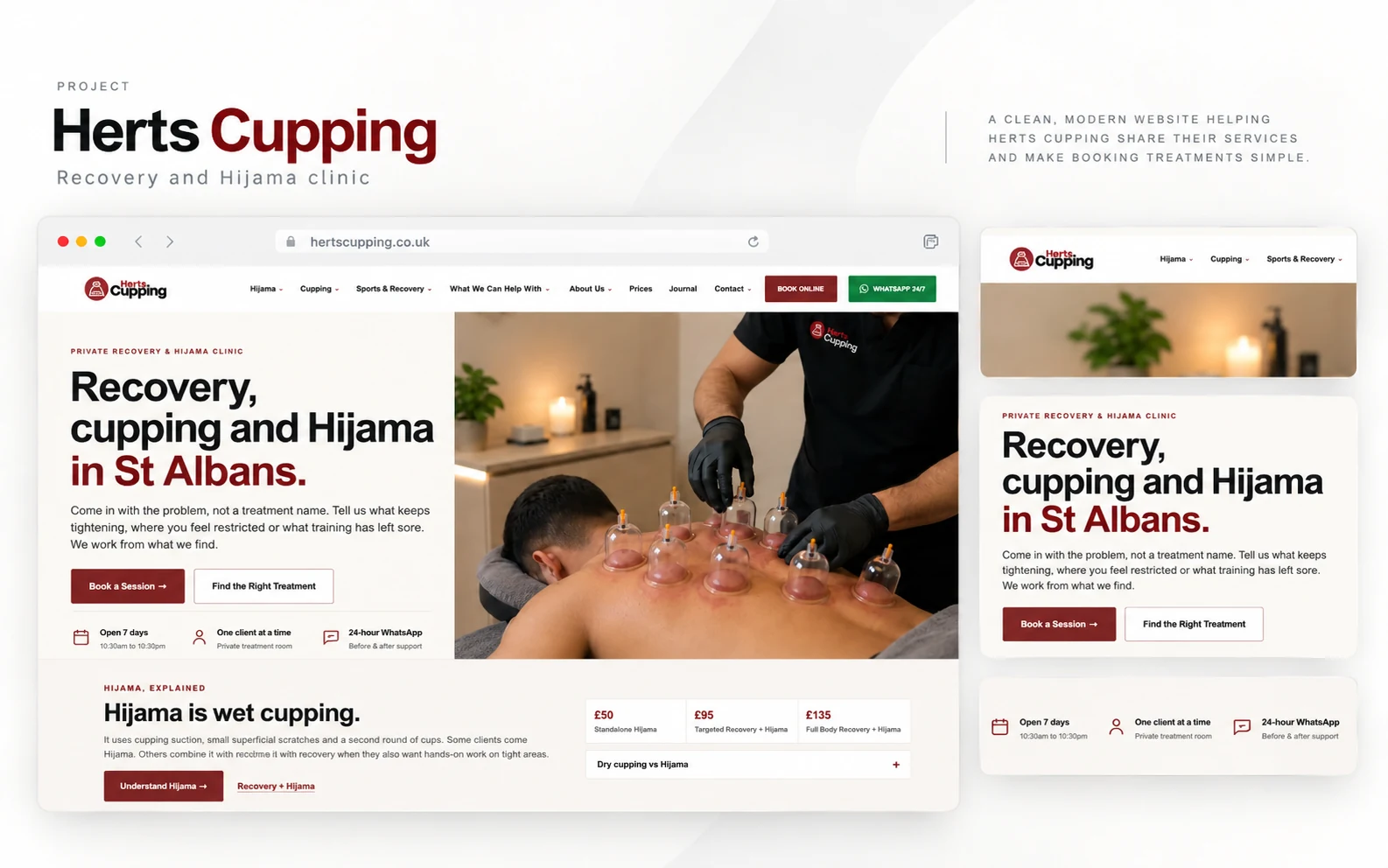 Herts Cupping desktop and mobile project presentation